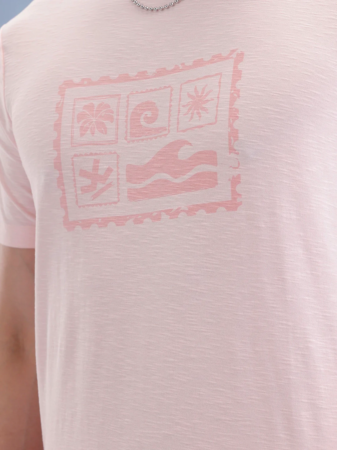 Slim Fit Textured T-Shirt | Pink - Image 5