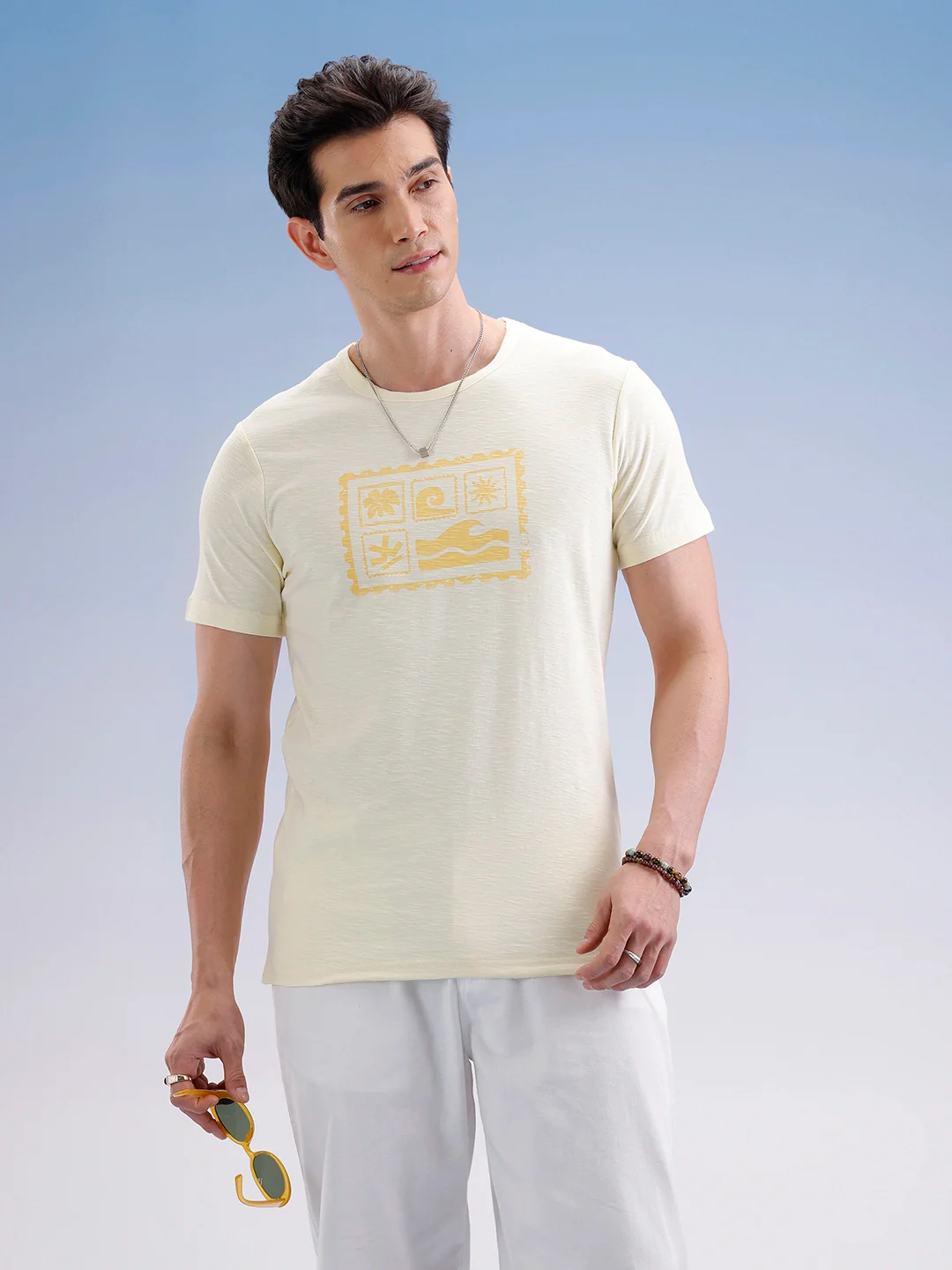 Slim Fit Textured T-Shirt | Yellow