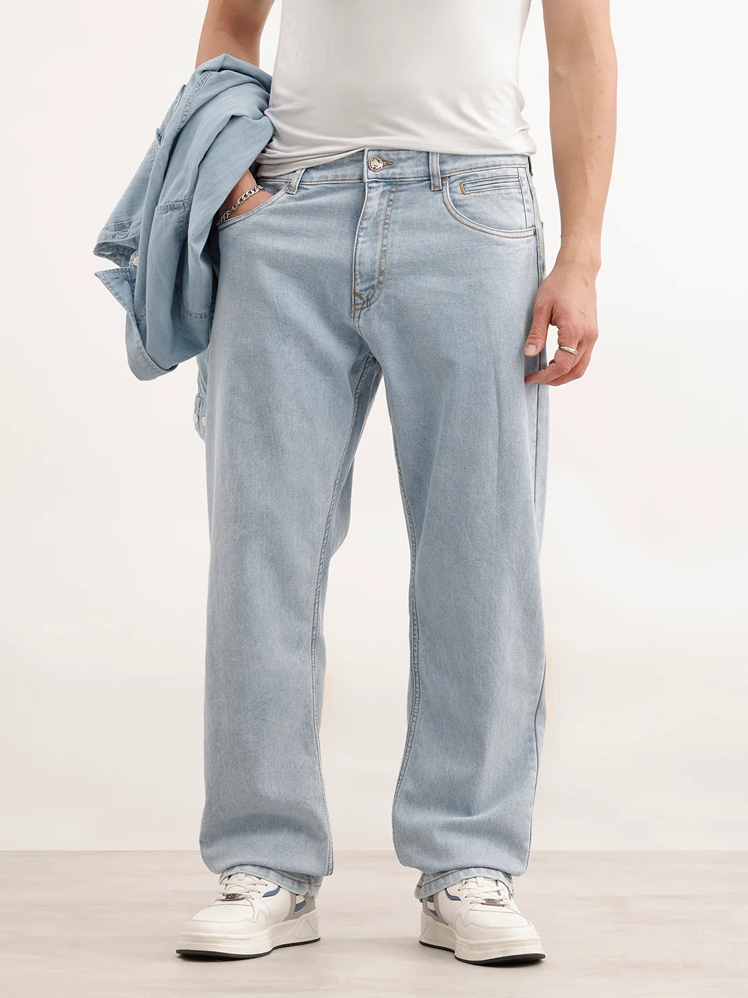 Solid Anti Fit Denim Jeans | Light Blue
