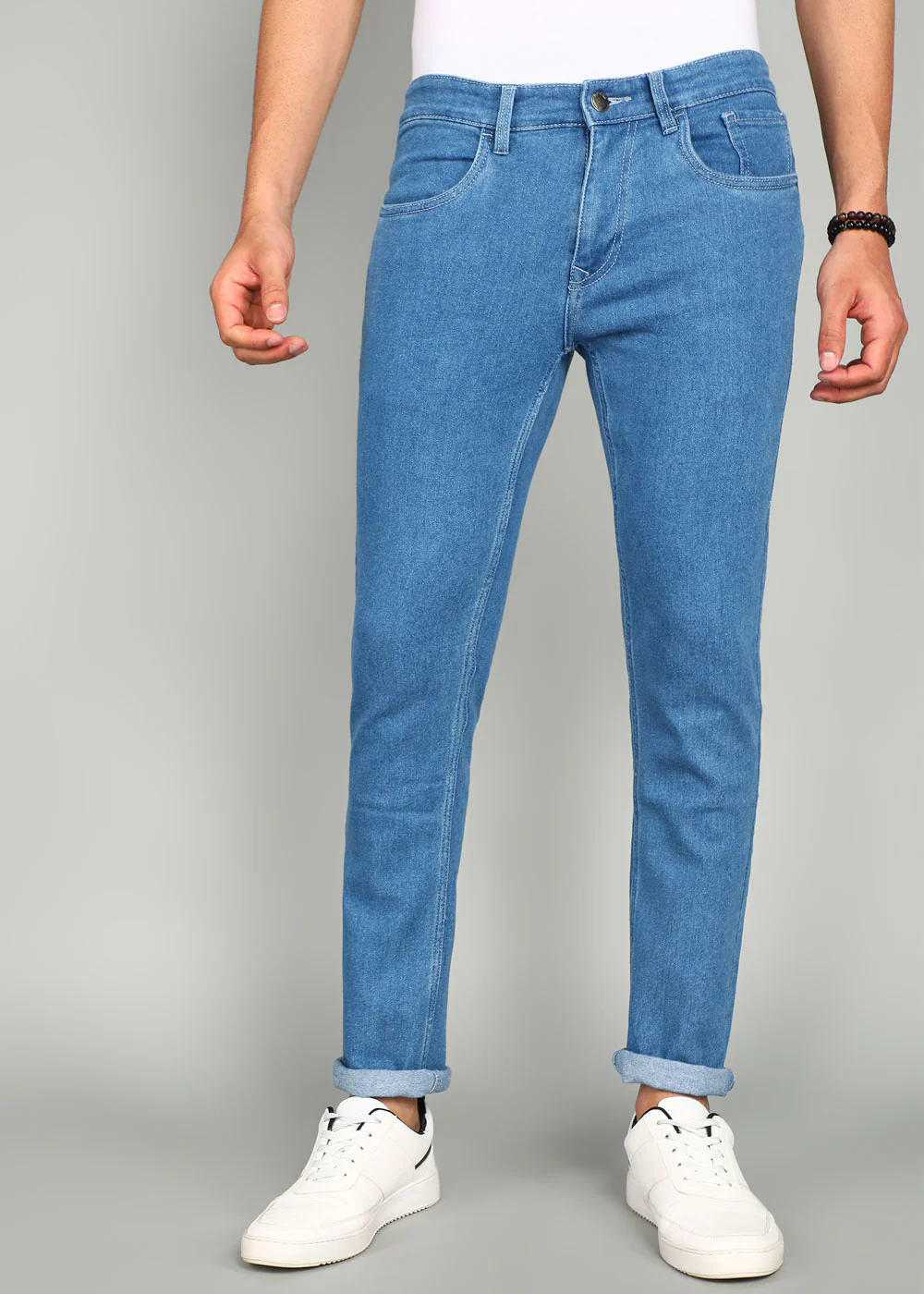 Solid Apex Light Blue Slim Fit Jeans