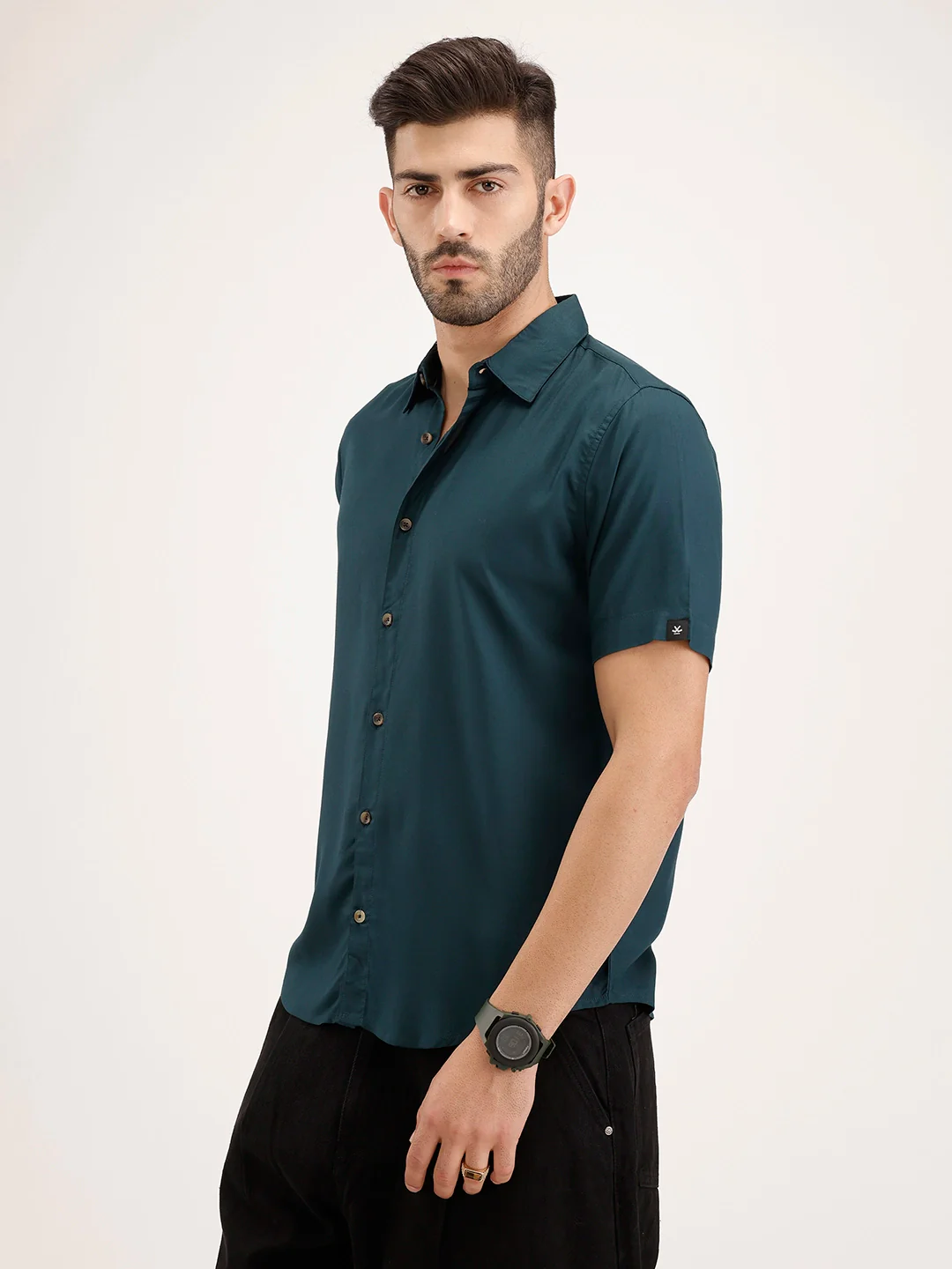 Solid Comfort Fit Shirt | Teal - Image 4