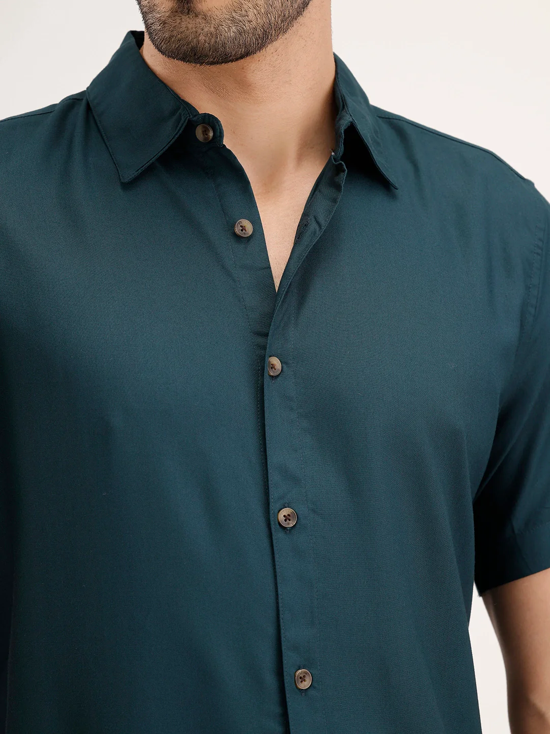 Solid Comfort Fit Shirt | Teal - Image 5