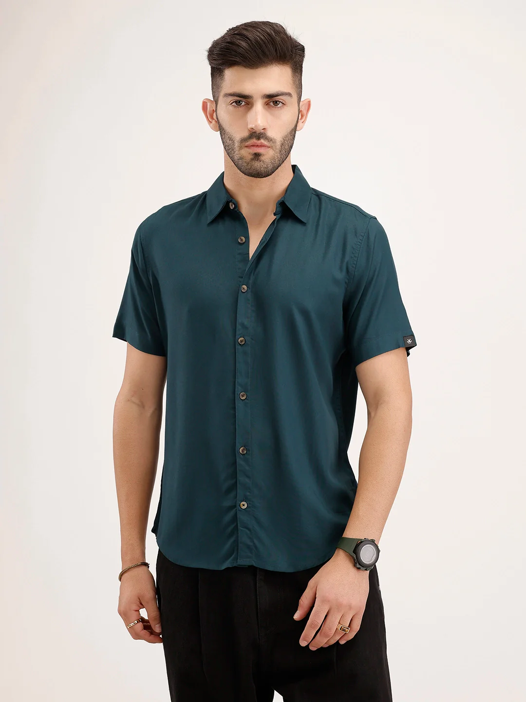 Solid Comfort Fit Shirt | Teal - Image 6