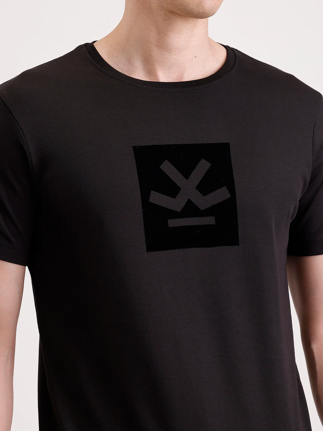 Solid Flock Printed T-Shirt | Black - Image 5