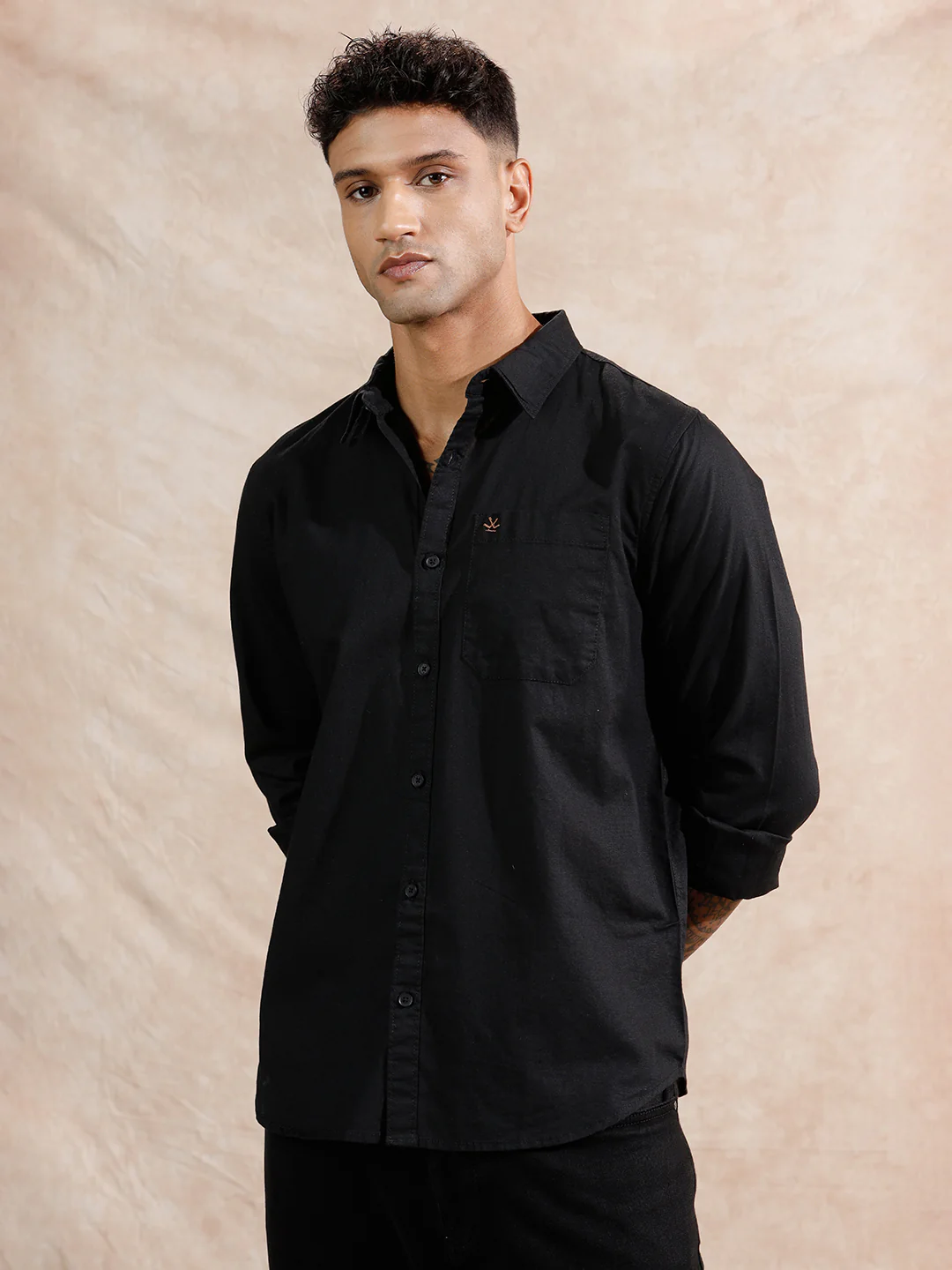 Solid Full Sleeve Regular Fit Shirt | Black
