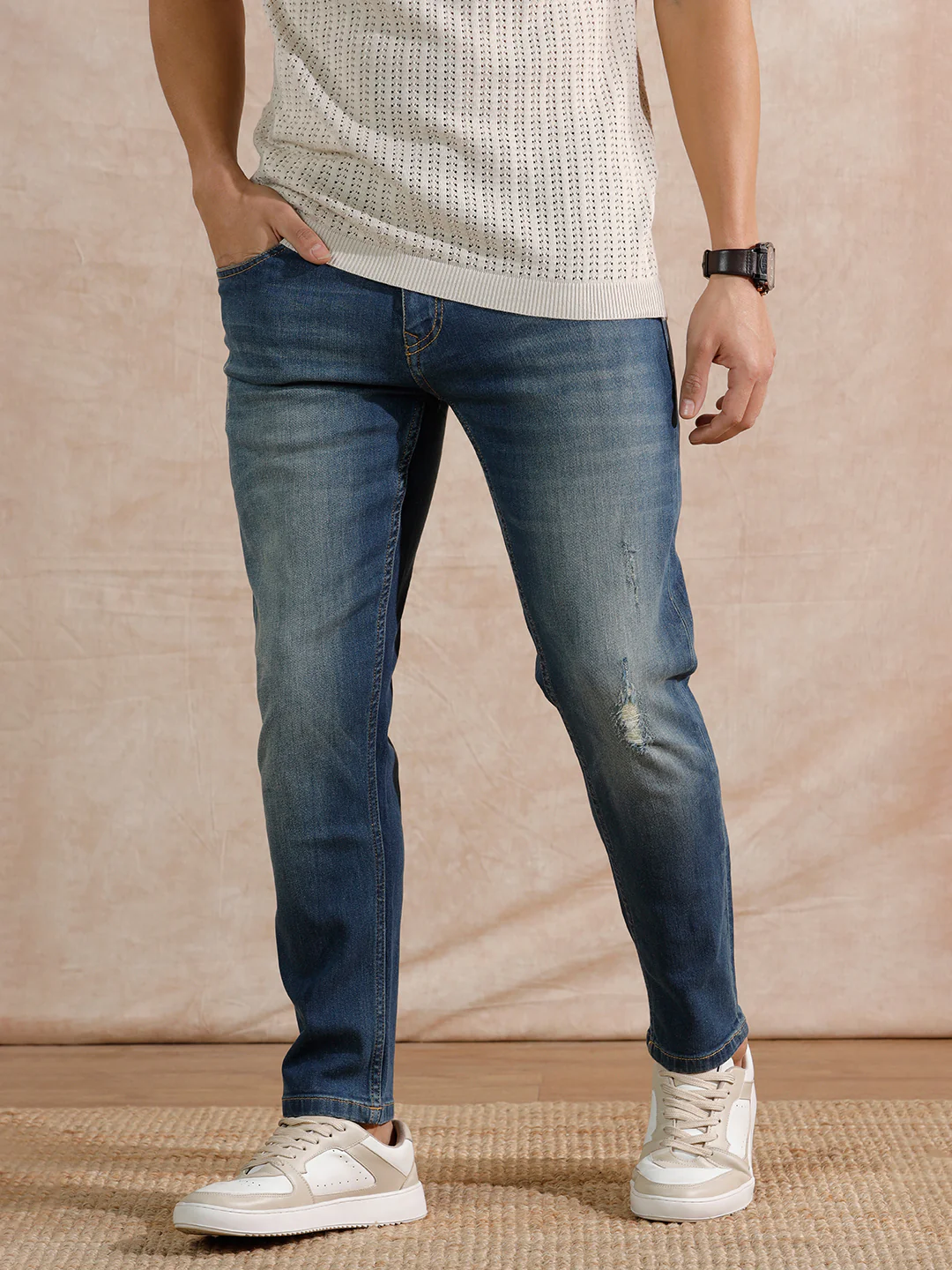 Solid Heavy Fade Skinny Crop Jeans | Blue