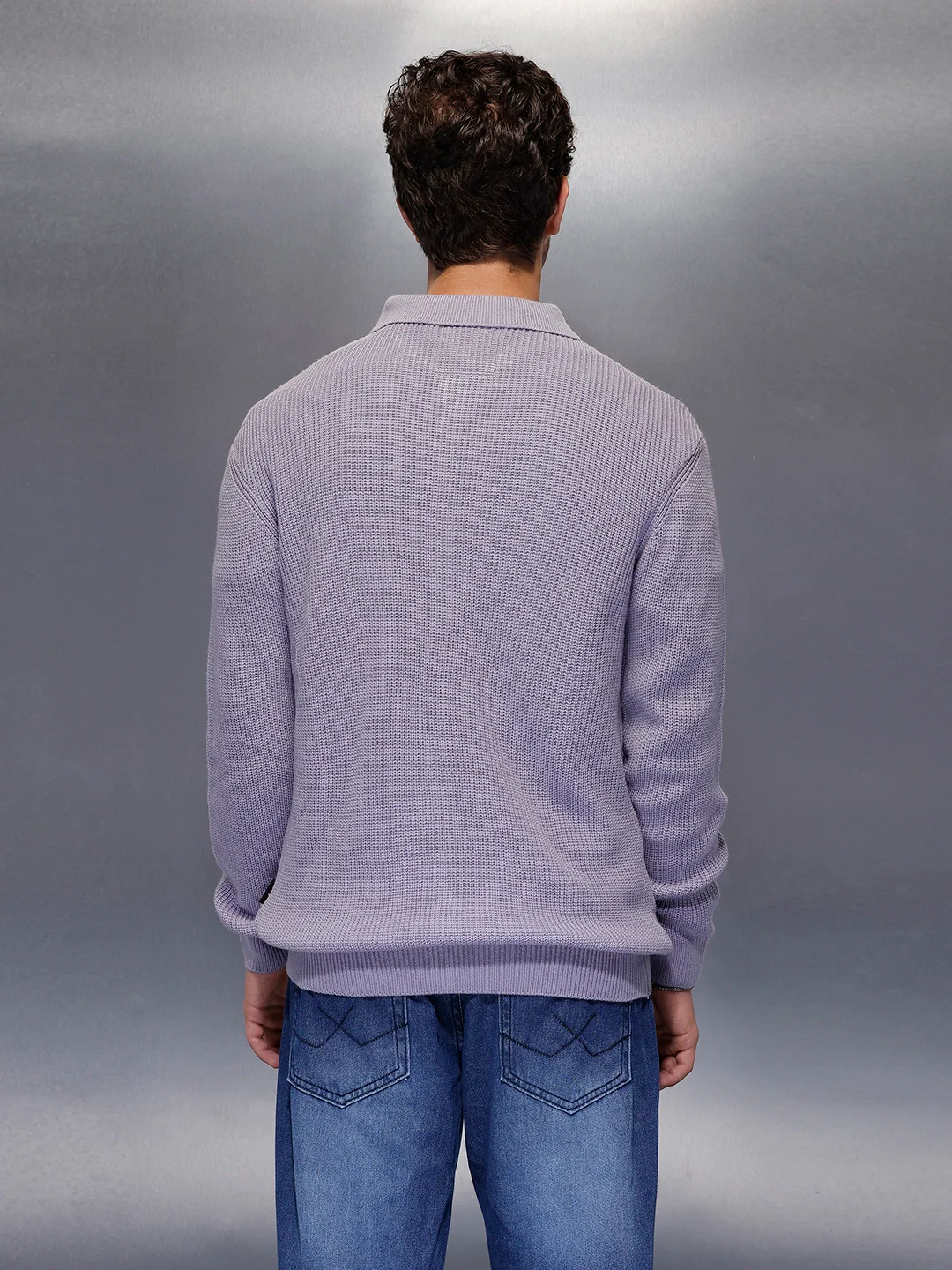 Solid Knitted Sweater | Purple - Image 3