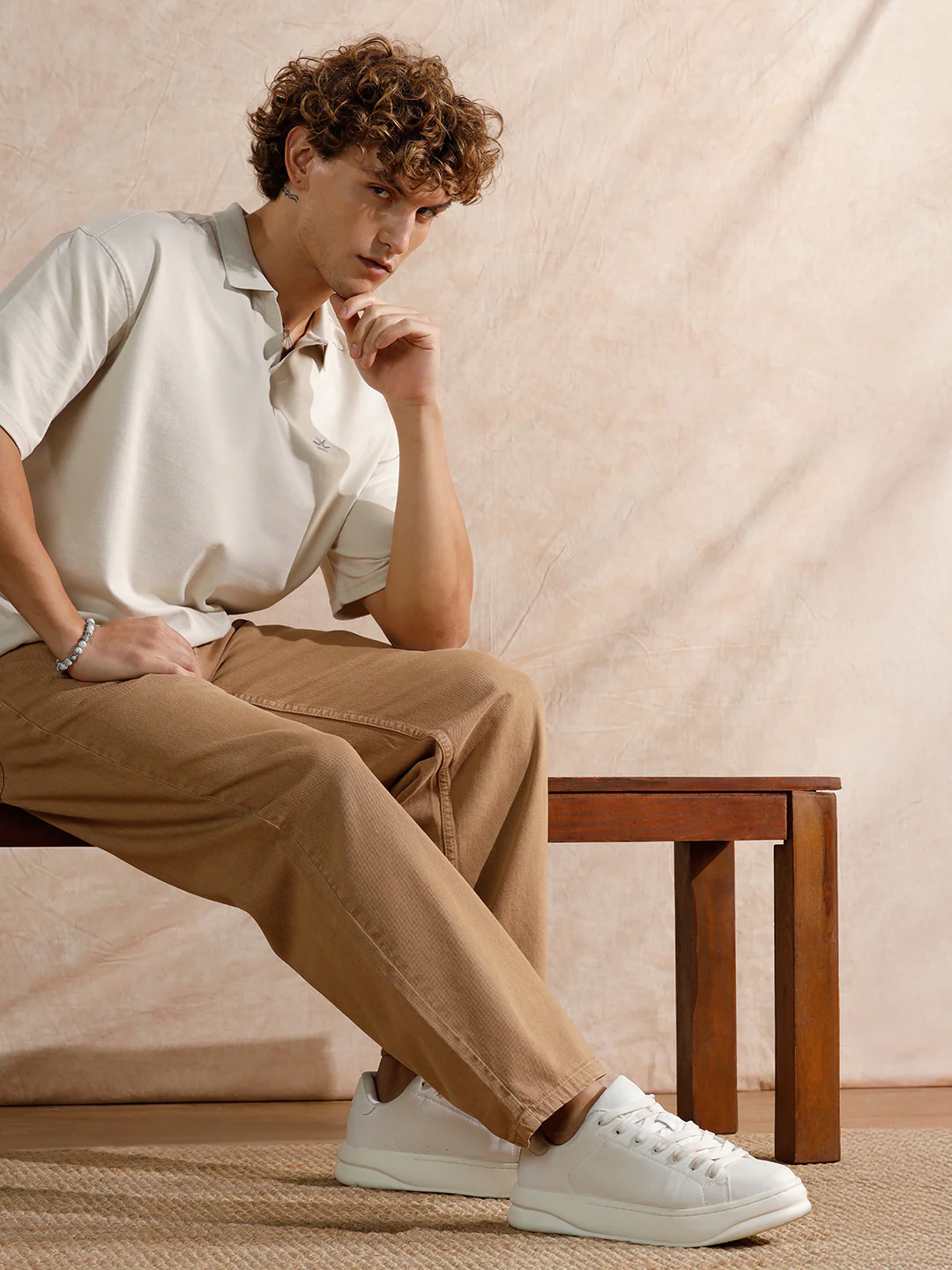 Solid Light Fade Loose Fit Jeans | Khaki - Image 2