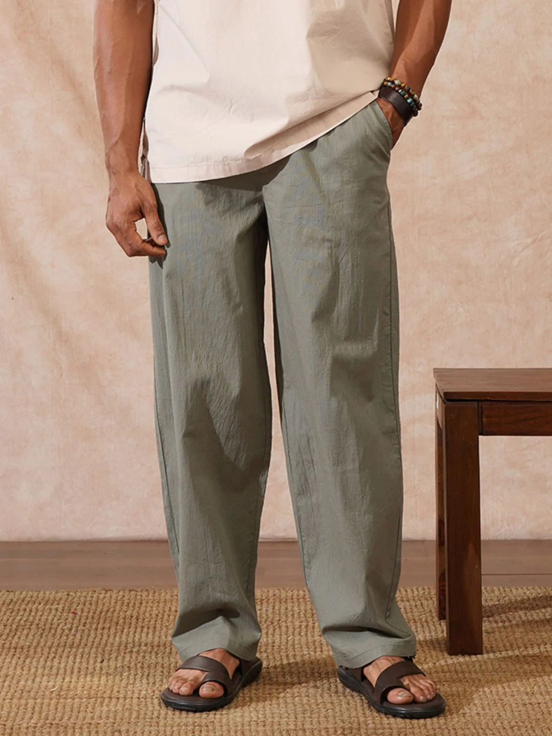 Solid Loose Fit Trouser | Olive