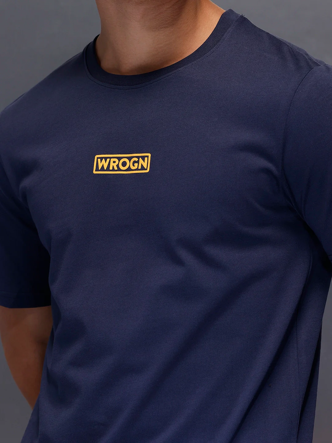 Solid Placement Printed T-Shirt | Navy Blue - Image 5