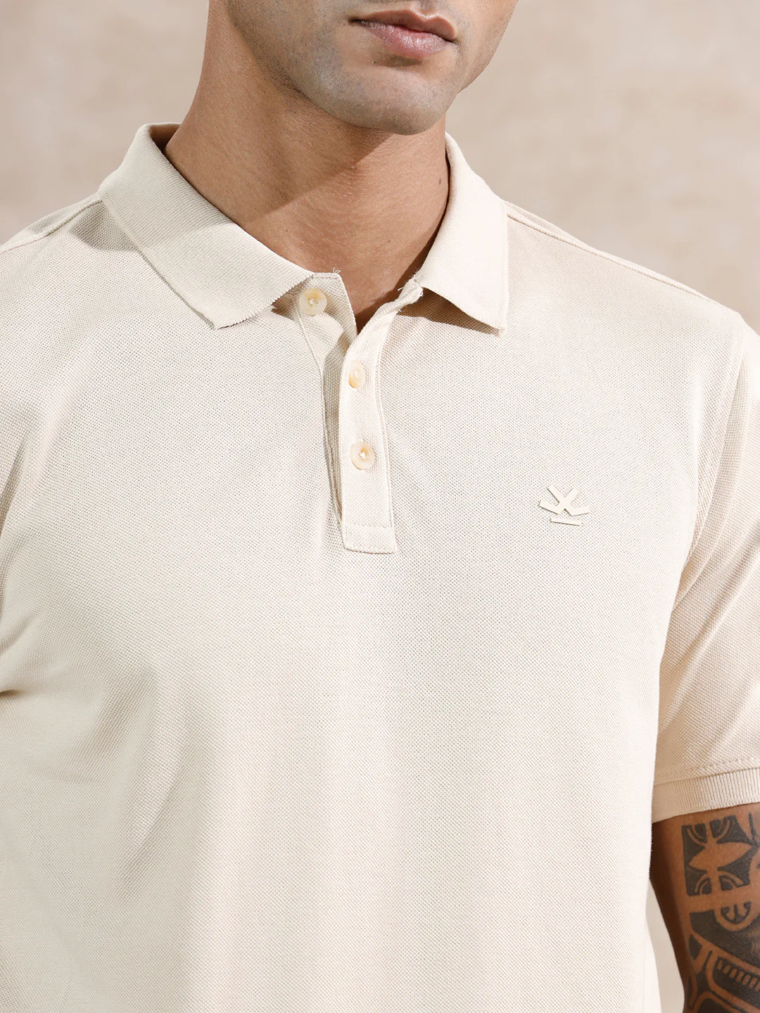 Solid Polo T-Shirt | Beige - Image 5