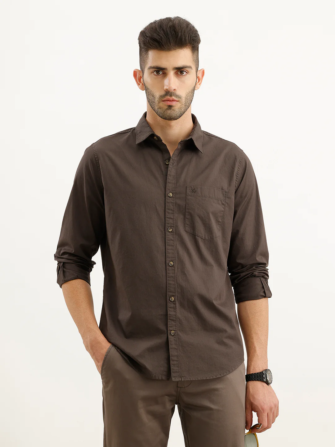 Solid Regular Fit Shirt | Dark Grey
