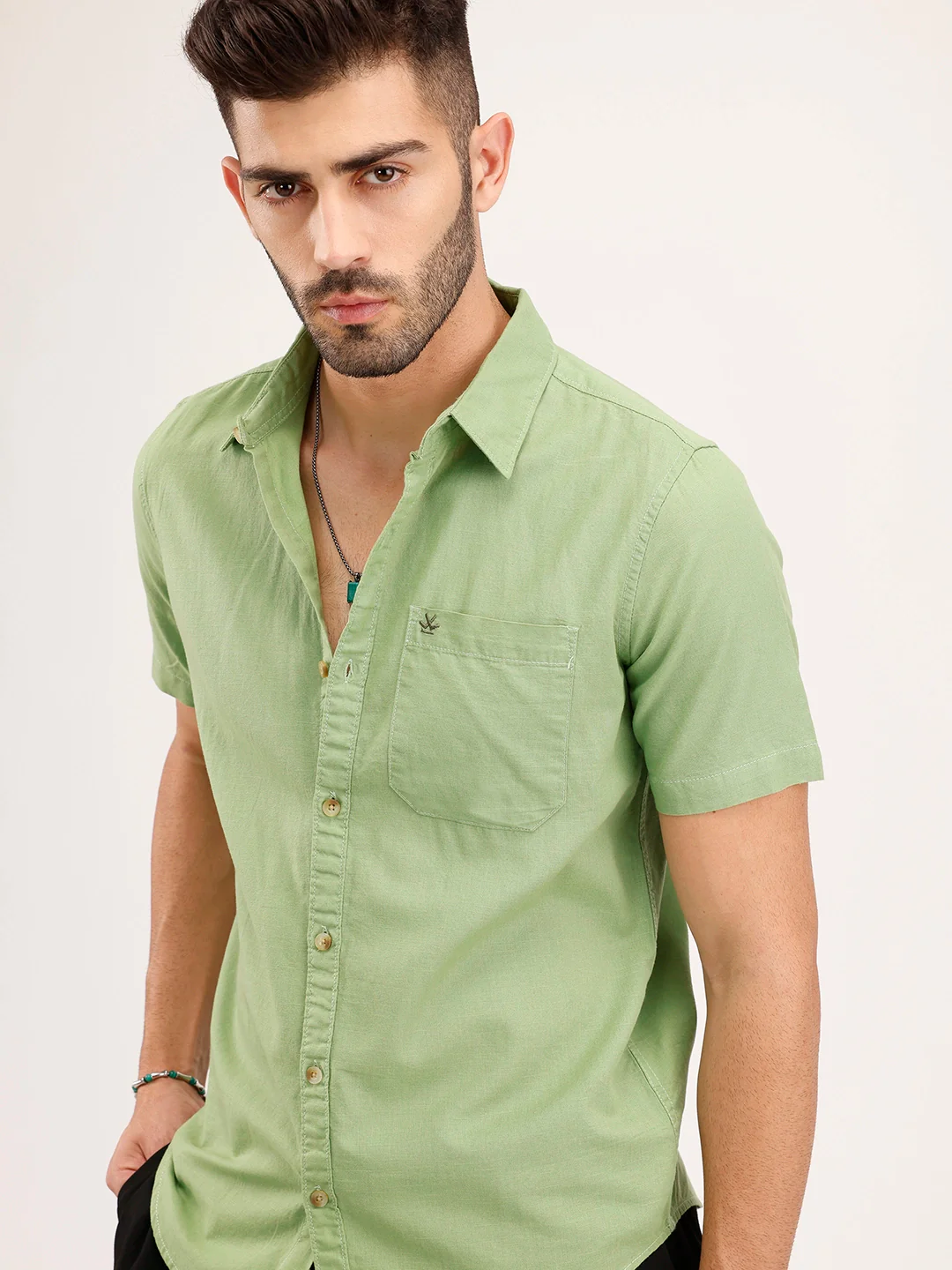 Solid Regular Fit Shirt | Light Green