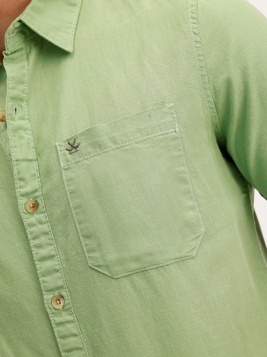 Solid Regular Fit Shirt | Light Green - Image 5