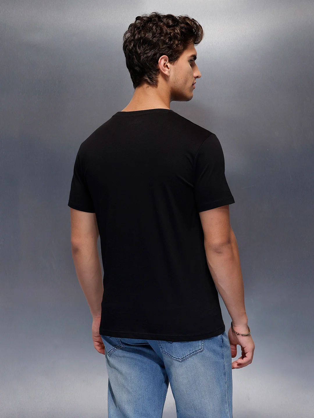 Solid Regular Fit T-Shirt | Black - Image 3
