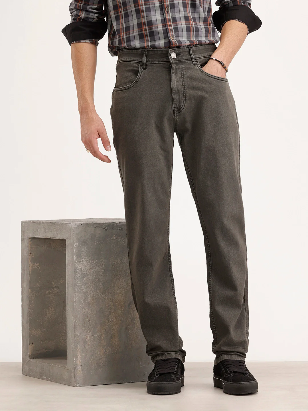 Solid Relaxed Fit Denim Jeans | Dark Grey