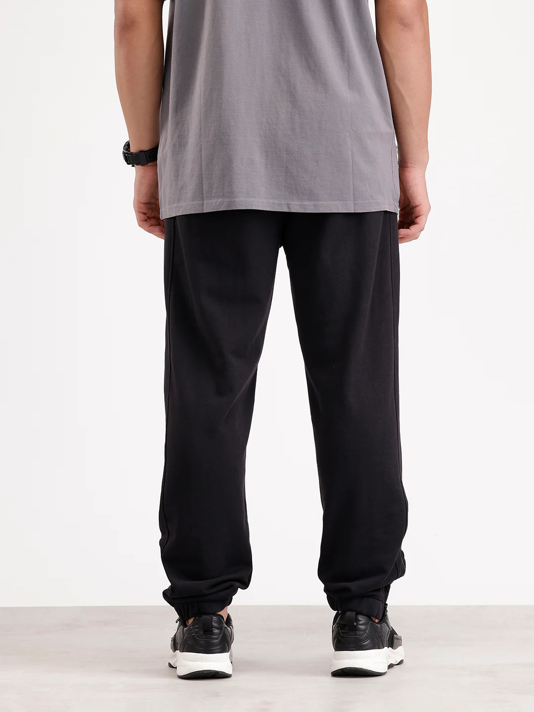 Solid Relaxed Fit Joggers | Black - Image 3