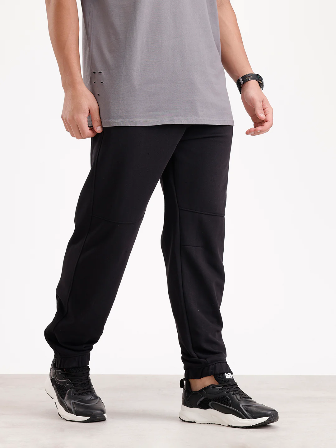 Solid Relaxed Fit Joggers | Black - Image 4