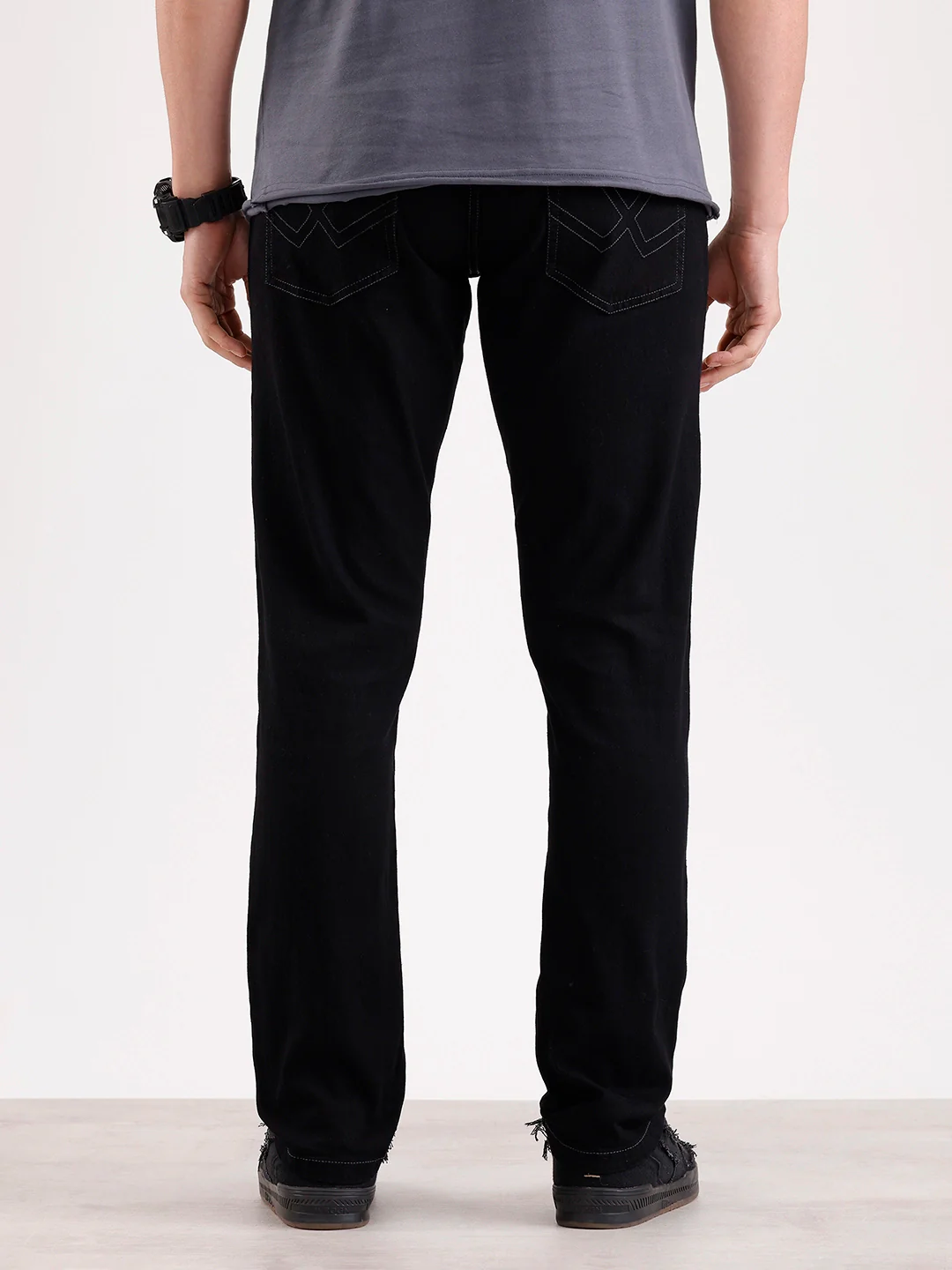 Solid Slim Fit Denim Jeans | Black - Image 3