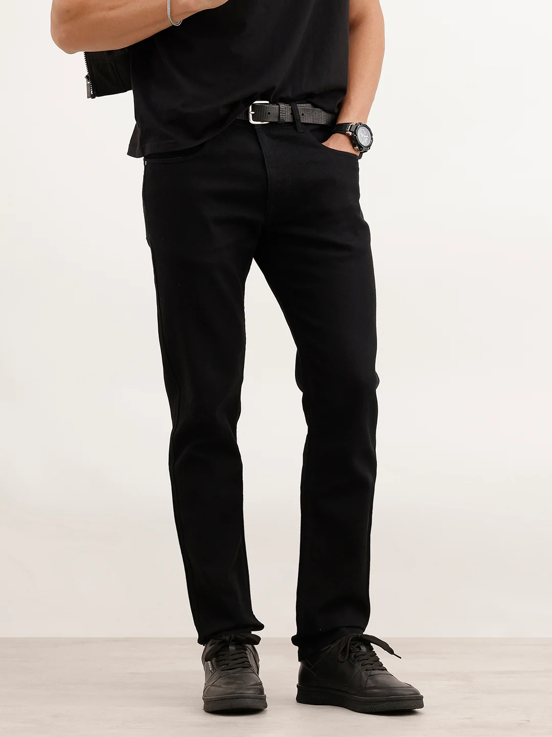 Solid Slim Fit Denim Jeans  | Black