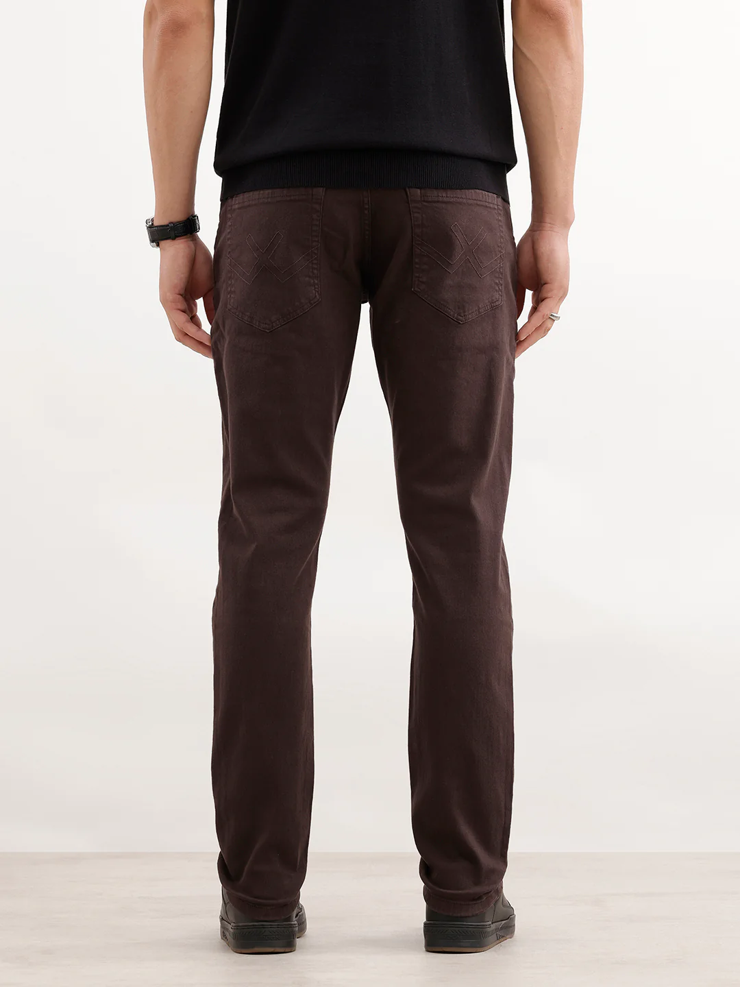 Solid Slim Fit Denim Jeans | Brown - Image 3