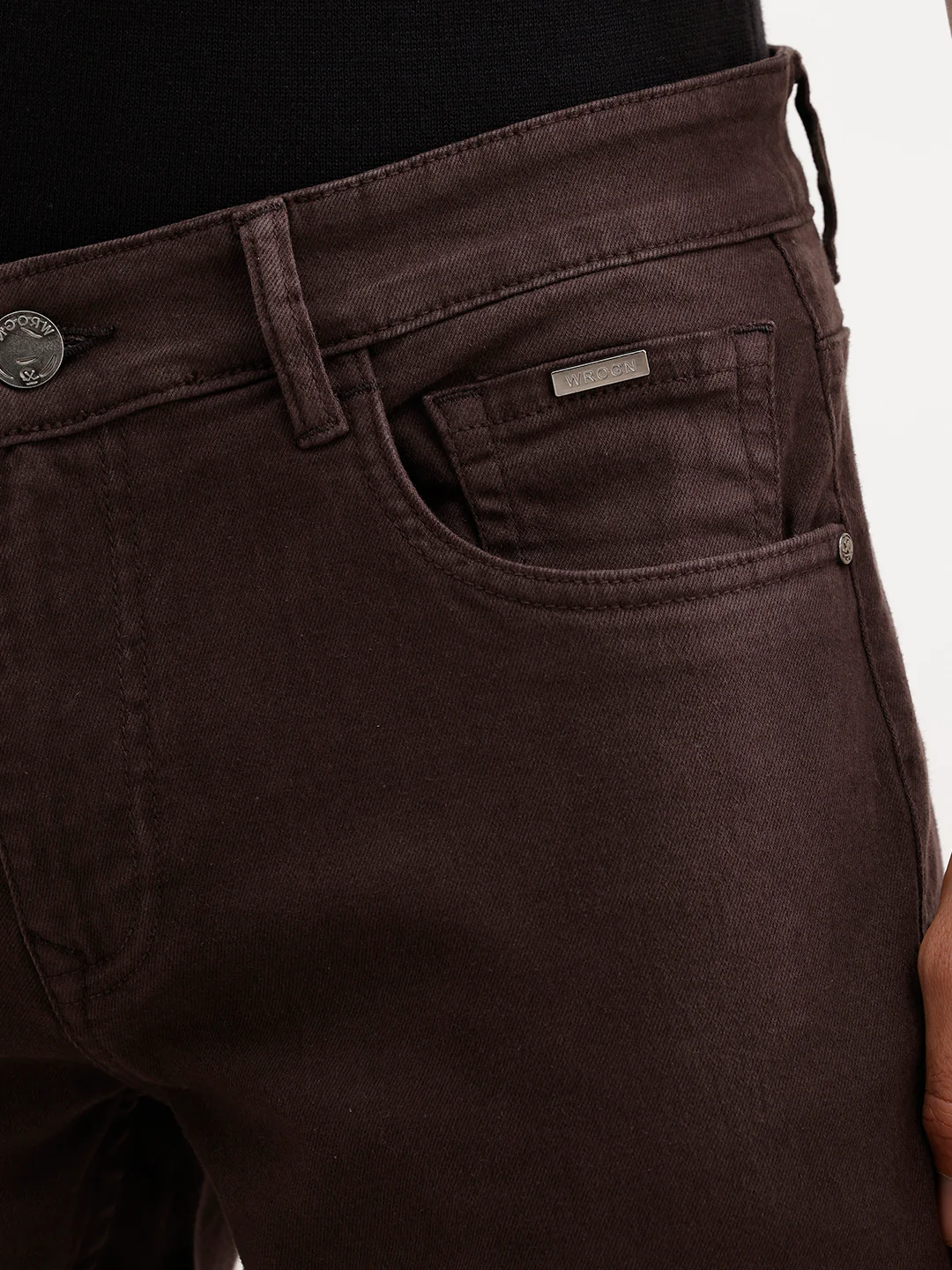 Solid Slim Fit Denim Jeans | Brown - Image 5