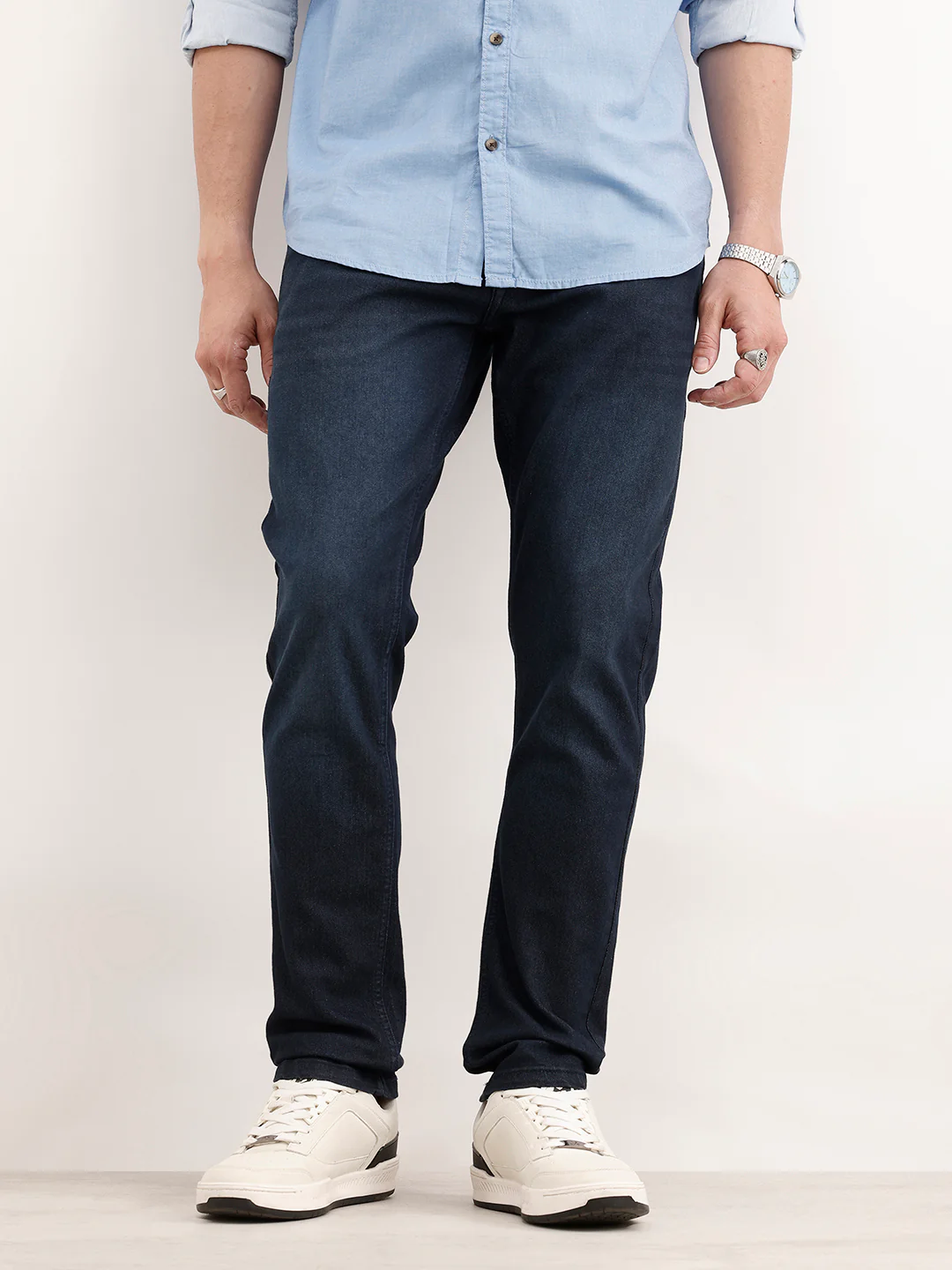 Solid Slim Fit Denim Jeans | Dark Blue
