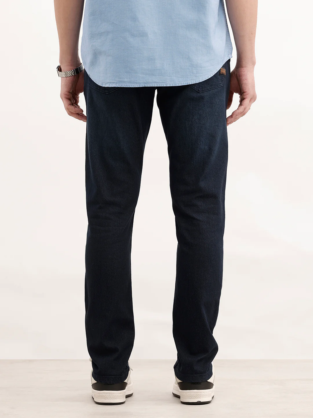 Solid Slim Fit Denim Jeans | Dark Blue - Image 3