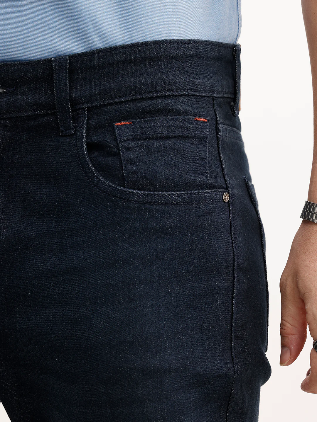 Solid Slim Fit Denim Jeans | Dark Blue - Image 5