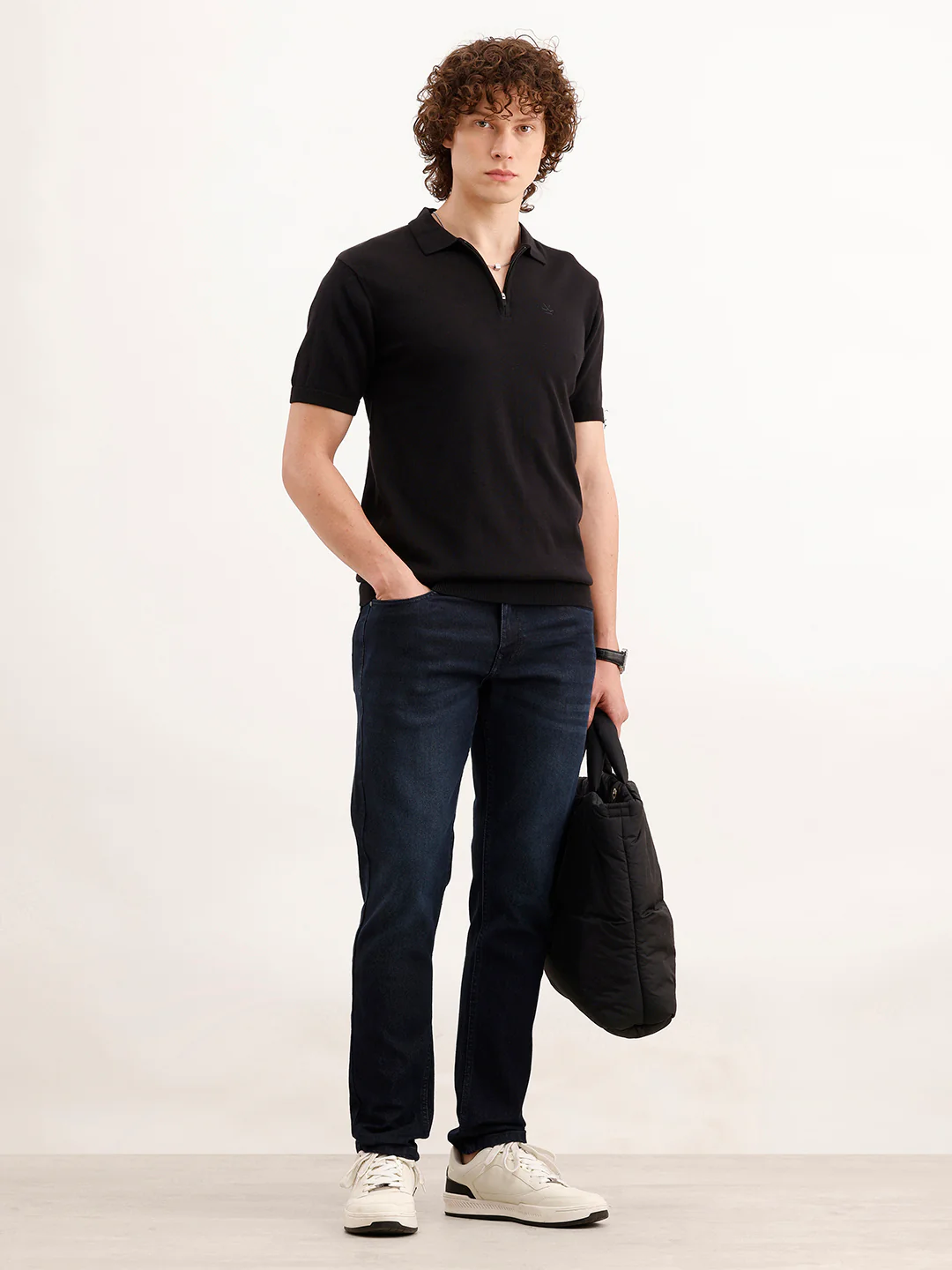 Solid Slim Fit Denim Jeans | Dark Blue - Image 2
