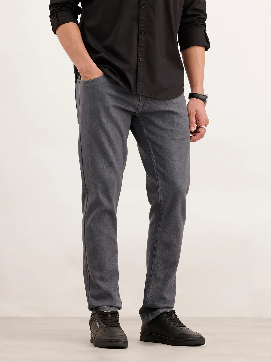 Solid Slim Fit Denim Jeans  | Grey