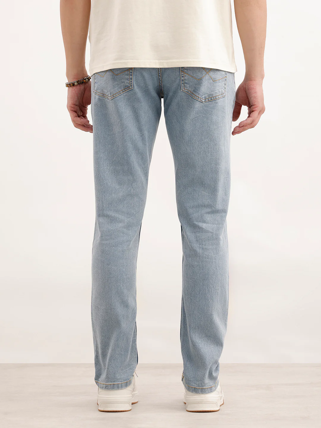 Solid Slim Fit Denim Jeans | Light Blue - Image 3