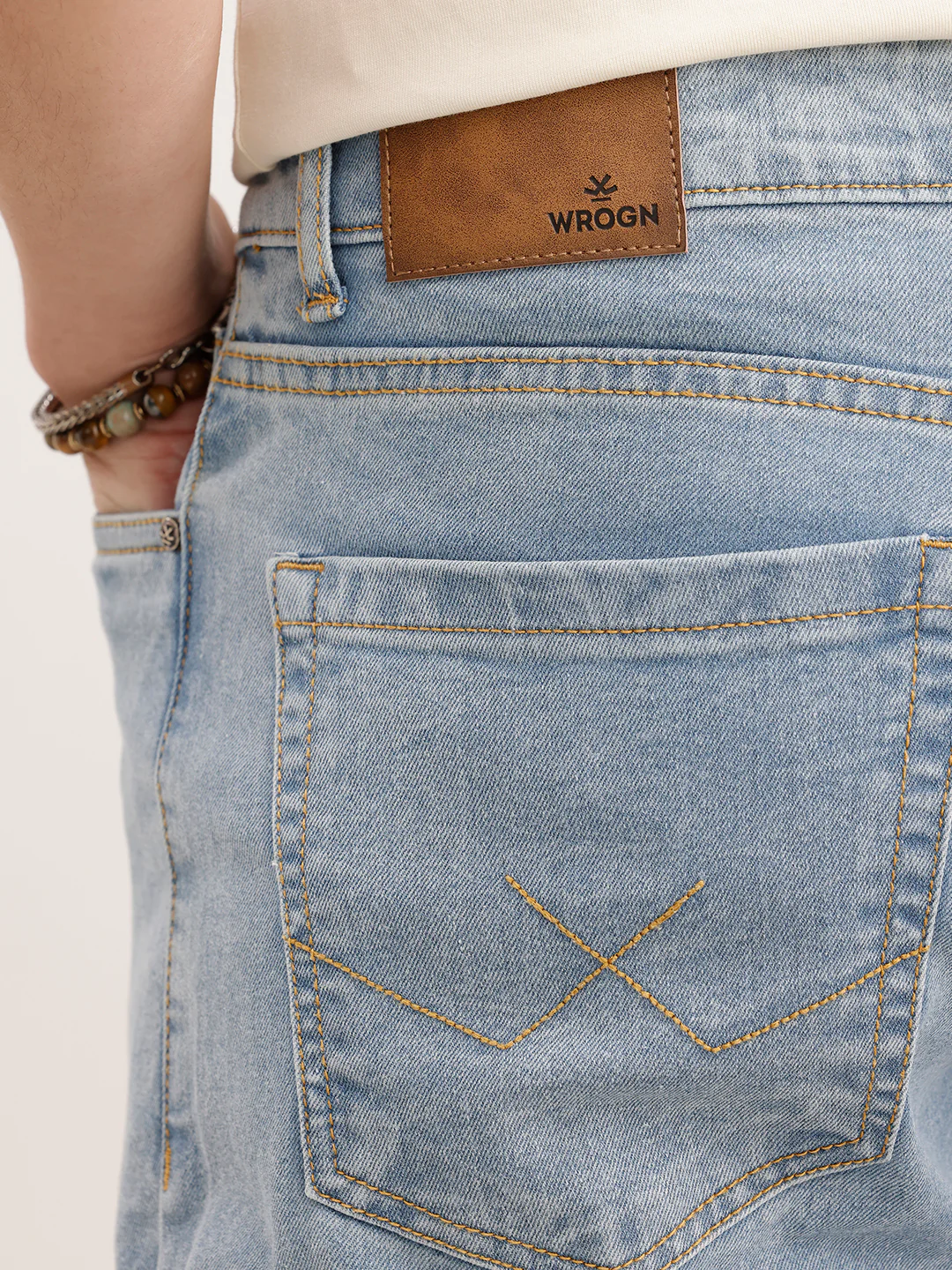 Solid Slim Fit Denim Jeans | Light Blue - Image 6