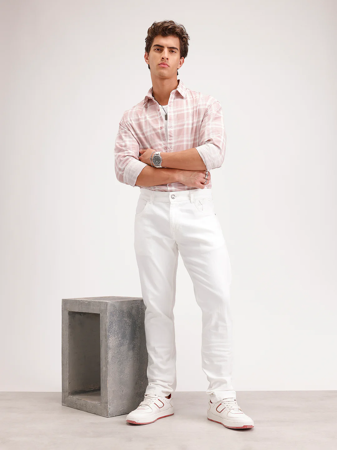 Solid Slim Fit Denim Jeans | White - Image 2