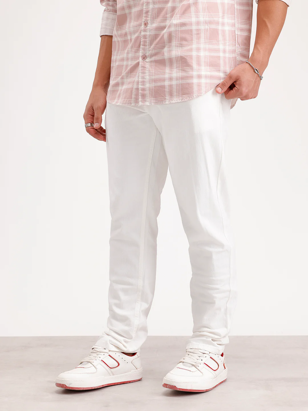 Solid Slim Fit Denim Jeans | White - Image 4