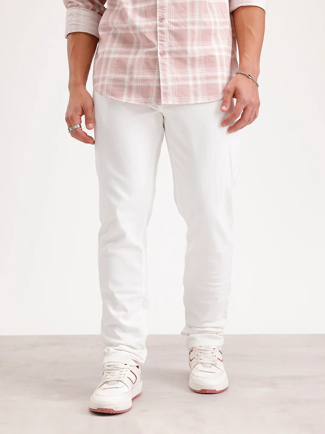 Solid Slim Fit Denim Jeans | White - Image 6