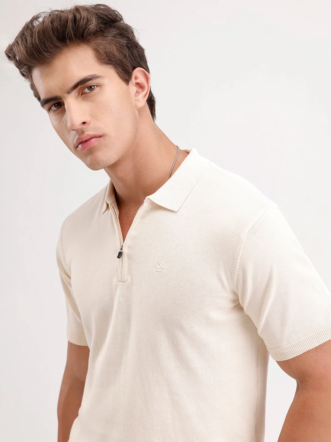 Solid Slim Fit Polo T-Shirt | Beige