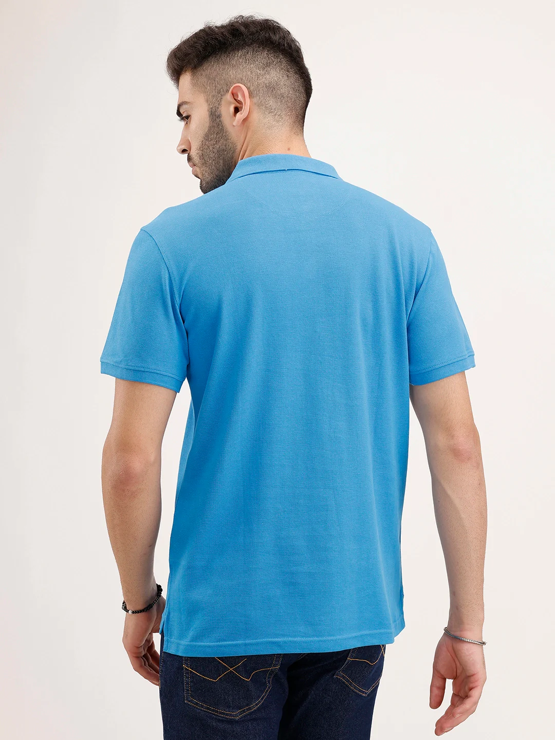 Solid Slim Fit Polo T-Shirt | Blue - Image 3