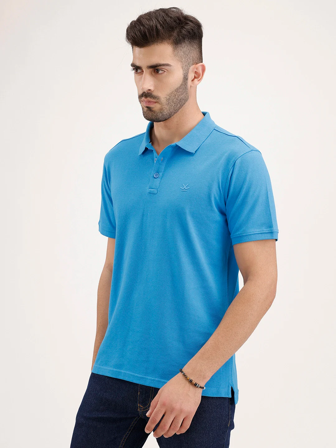 Solid Slim Fit Polo T-Shirt | Blue - Image 4