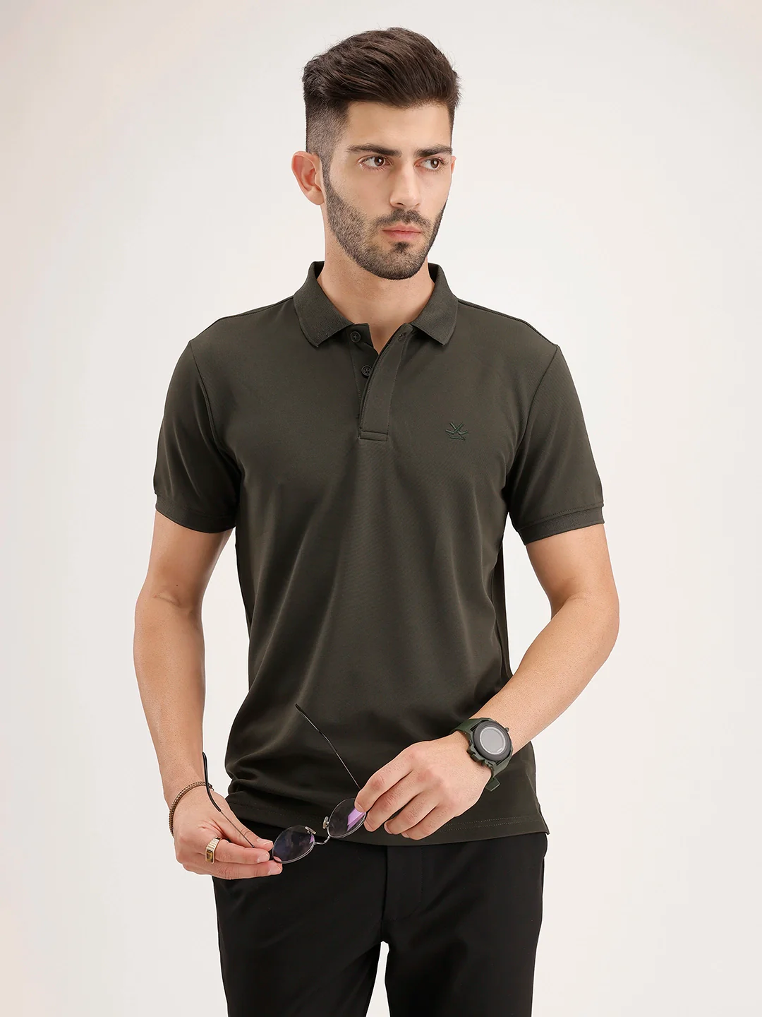 Solid Slim Fit Polo T-Shirt | Green