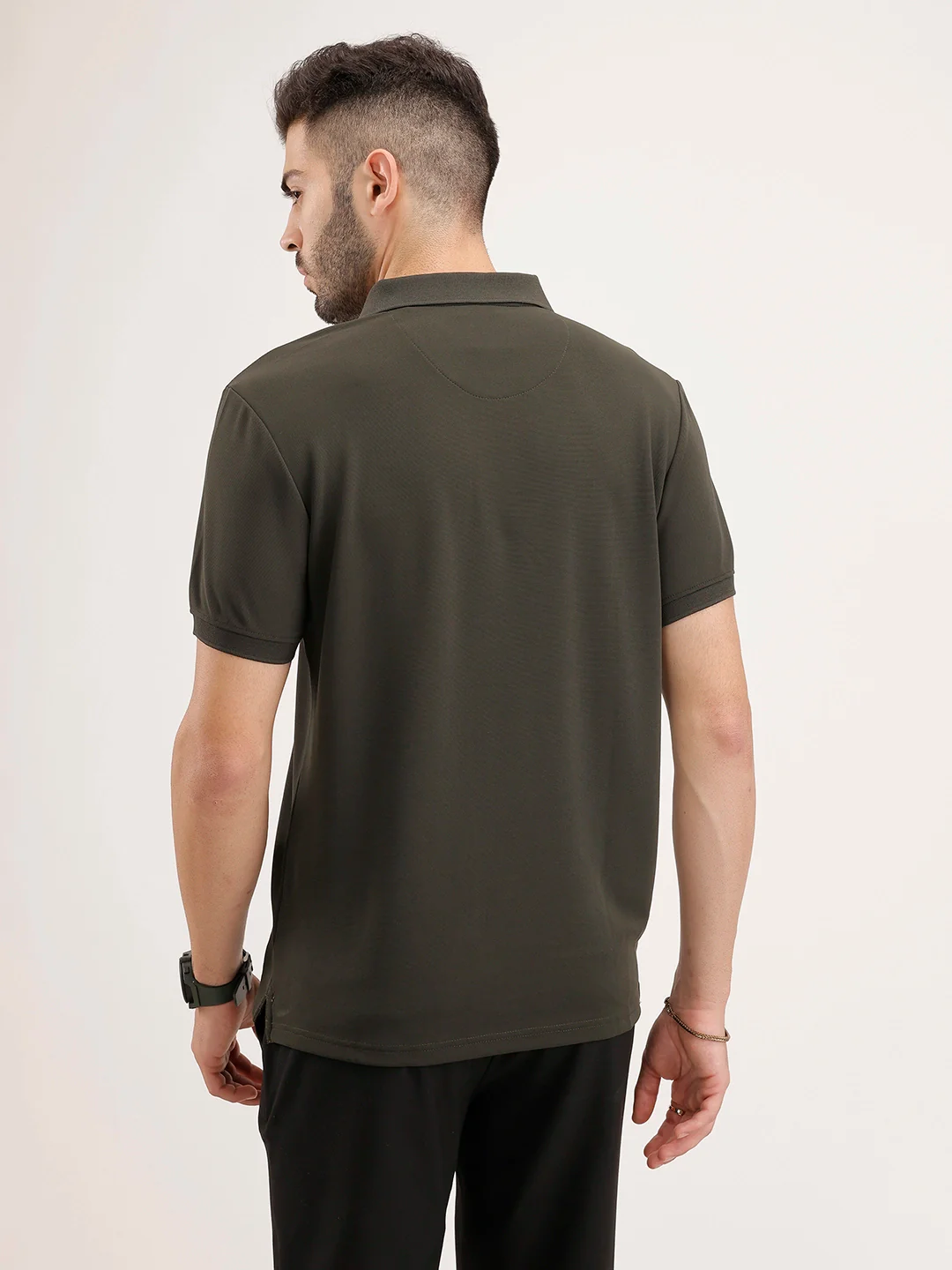 Solid Slim Fit Polo T-Shirt | Green - Image 3