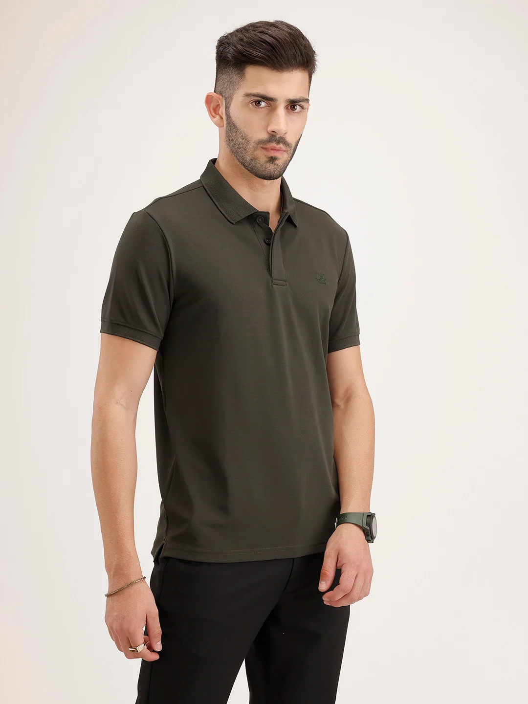 Solid Slim Fit Polo T-Shirt | Green - Image 4
