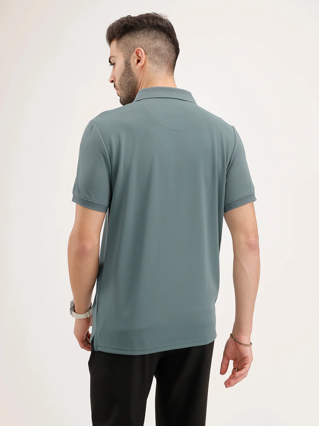 Solid Slim Fit Polo T-Shirt | Grey - Image 3