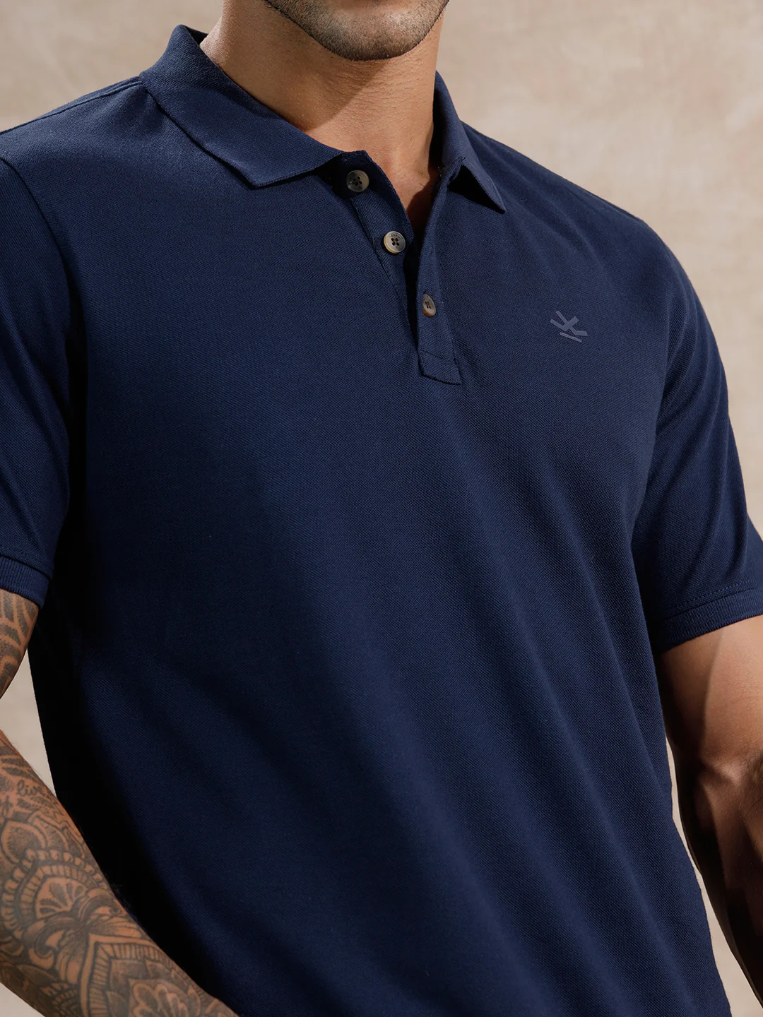 Solid Slim Fit Polo T-Shirt | Navy Blue - Image 5