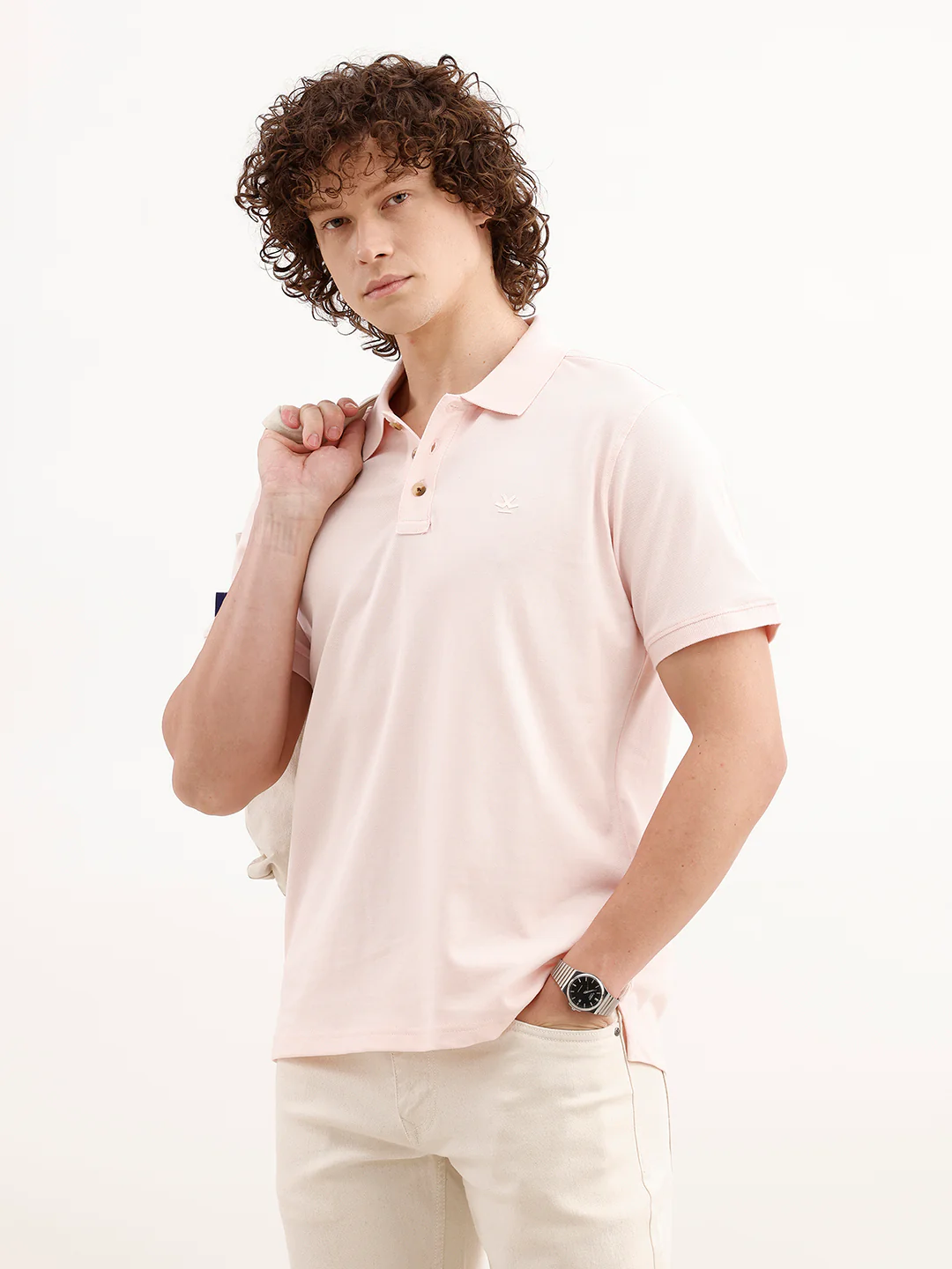 Solid Slim Fit Polo T-Shirt | Pink