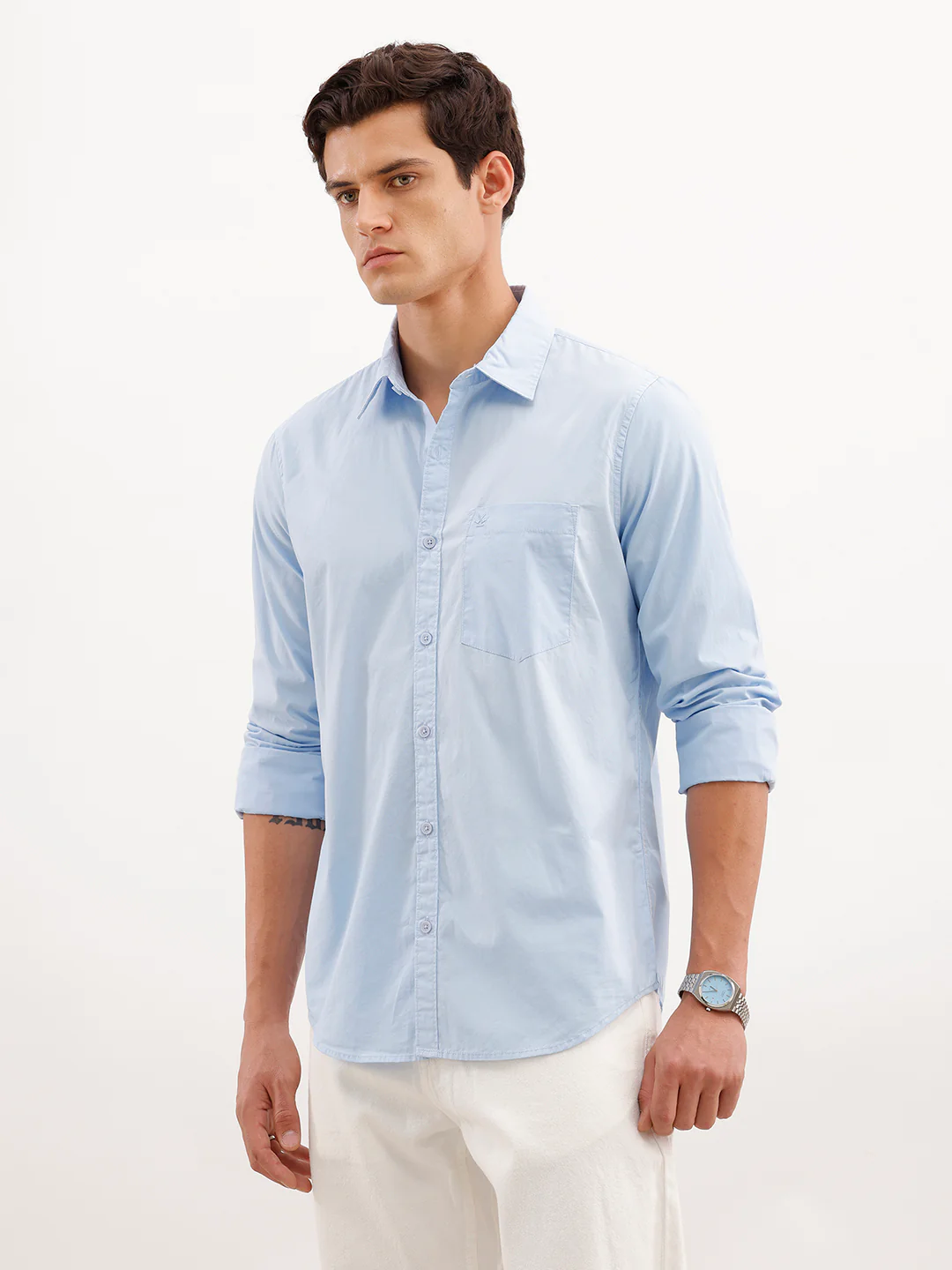 Solid Slim Fit Shirt | Light Blue - Image 4