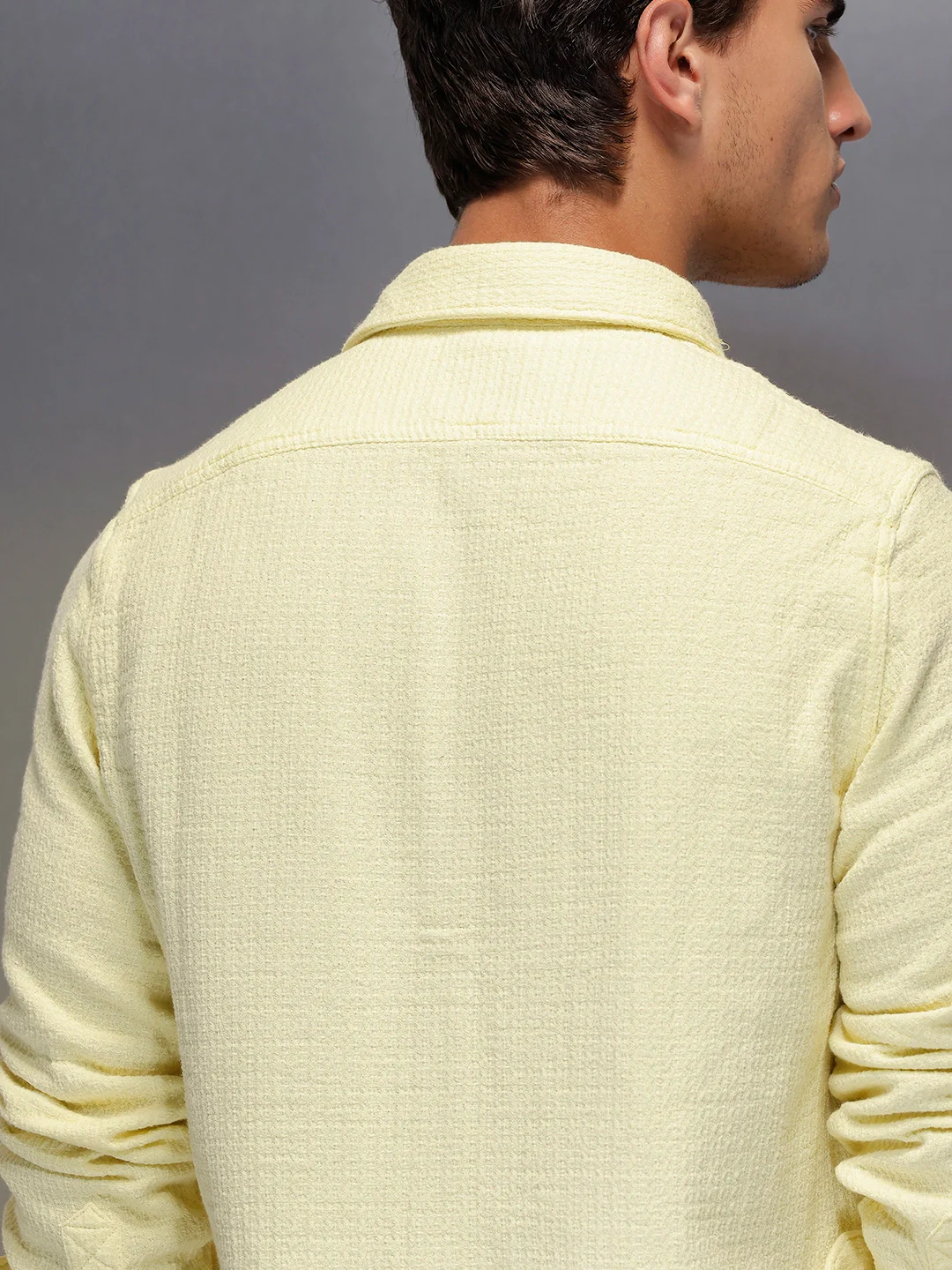 Solid Textured Full Sleeve Shirt | Yellow - Image 5