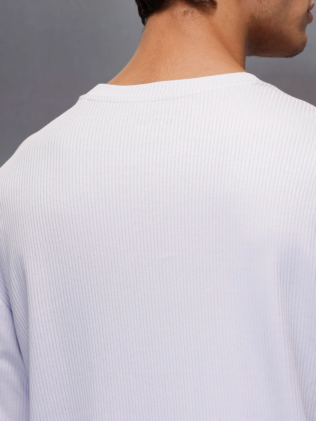 Solid Textured Regular T-Shirt | Lavender - Image 5