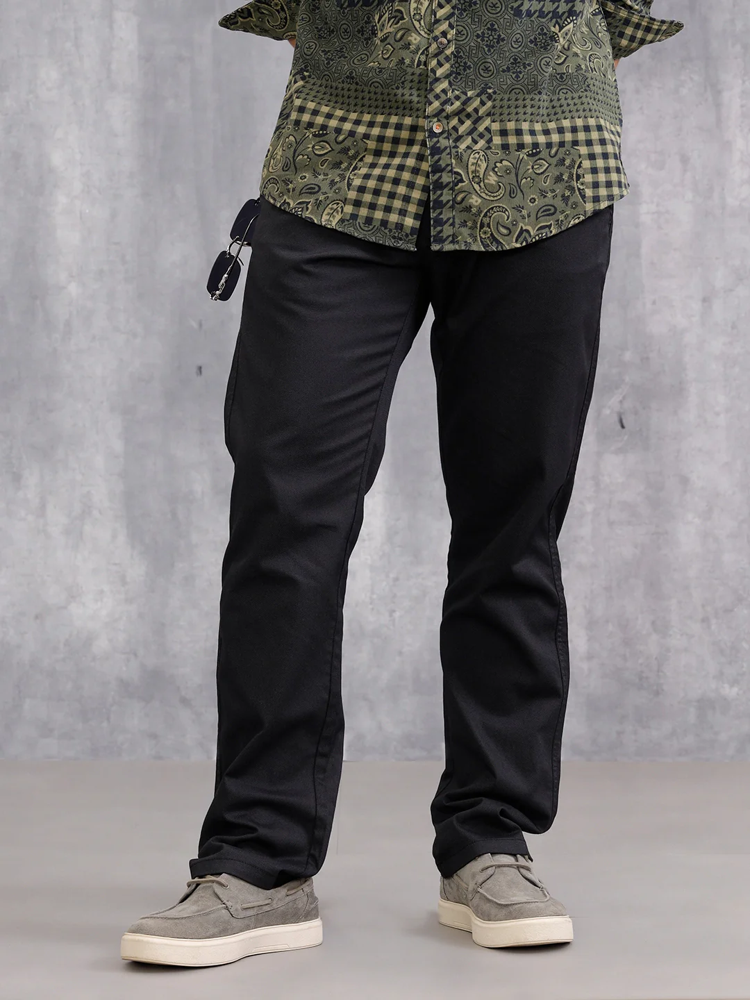Straight Fit Aop Twill Stretch Woven Jogger | Black