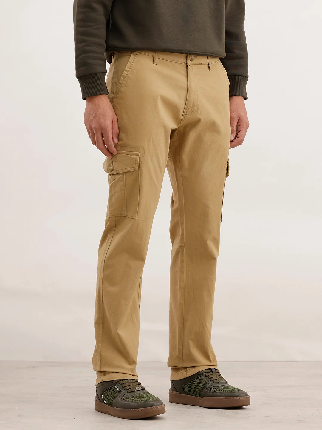 Straight Fit Cargo Trouser | Khaki - Image 4